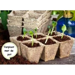 Vezelpotjes Vierkant Biologisch Afbreekbaar - 6 × 6 Cm - Set Van 24 Stuks -Tuinadvies kokos potjes vierkant 6 cm 1519297688 1 600